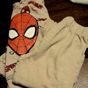 Spider-Man Graphic Kids Sweatshirt and Joggers Set - Beige & Red